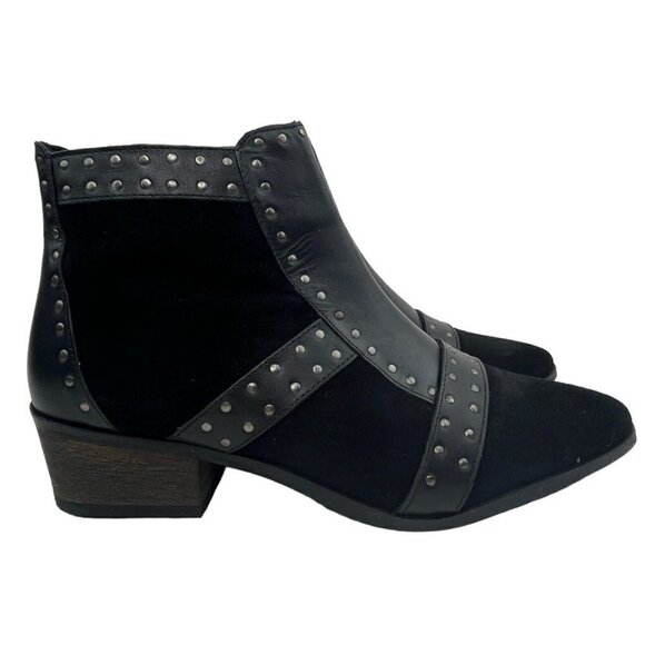 Amuse Society x Matisse Womens Sorrento Ankle Boot 9 M Black Suede Pointed Studs - Picture 1 of 14